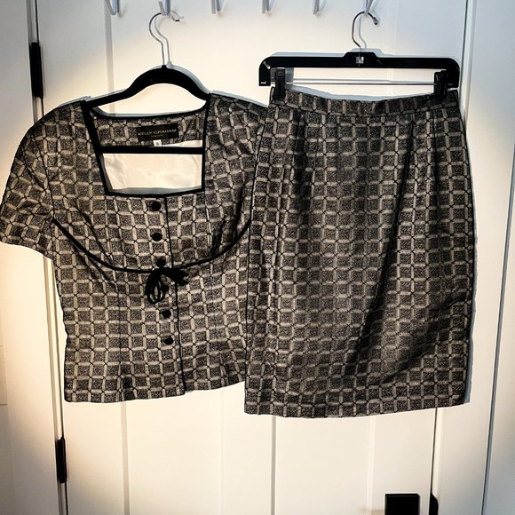 VTG Cute Secretary Skirt Suit Late 90s Kelly Graham 2 PC Size 6 Great Condition - Picture 1 of 7